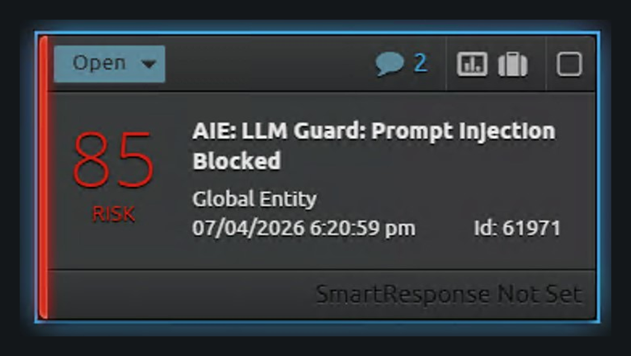 Figure 6: AI prompt injection detection in LogRhythm.